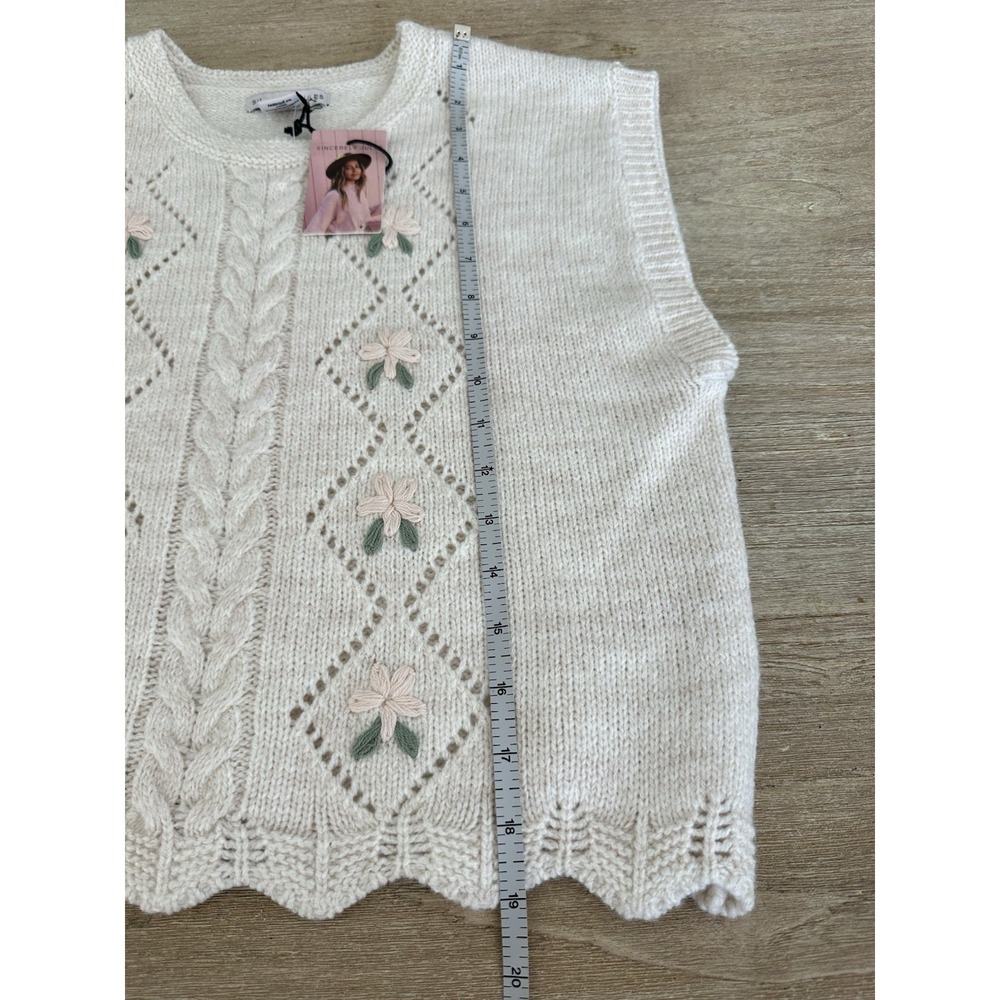 NWT Sincerely Jules VTG Crop Sleeveless Sweater Vest Floral Grannycore size XL - Picture 7 of 7